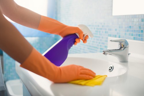 Professional cleaning team working in a Putney period property